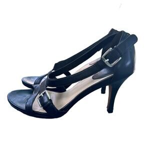 COLE HAAN Air Soles D'Orsay Black Strappy Heels Stiletto‎ 7.5 B (S437)